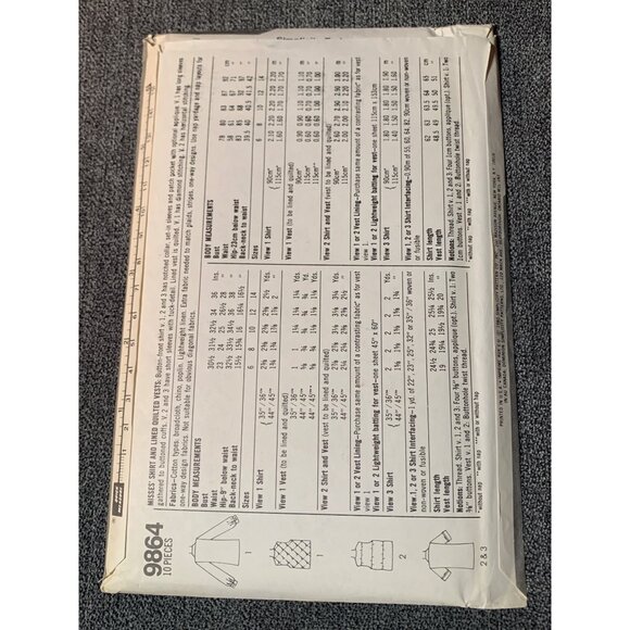 Simplicity Misses Shirt Sewing Pattern sz 12 9864 - uncut - Picture 3 of 3